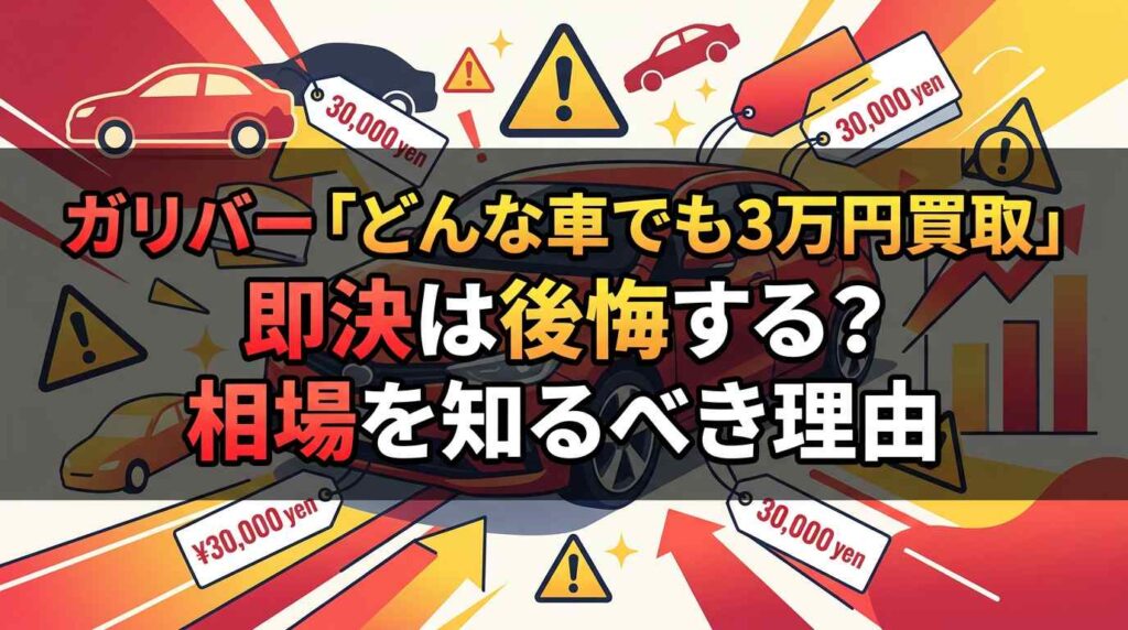 ガリバー「どんな車でも3万円買取」で即決は後悔する？まず相場を知るべき理由