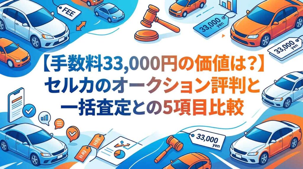 【手数料33,000円の価値は？】セルカのオークション評判と一括査定との5項目比較