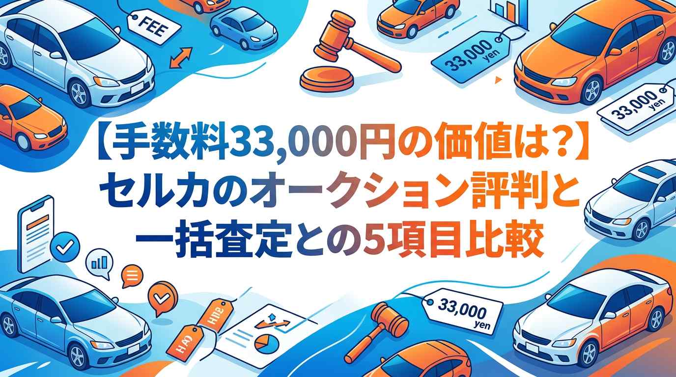 【手数料33,000円の価値は？】セルカのオークション評判と一括査定との5項目比較
