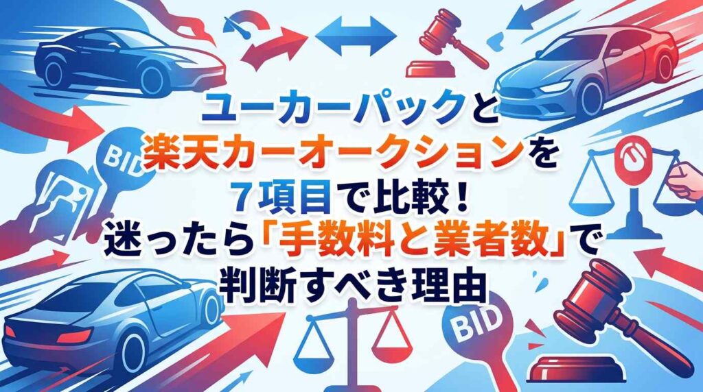 ユーカーパックと楽天カーオークションを7項目で比較！迷ったら「手数料と業者数」で判断すべき理由