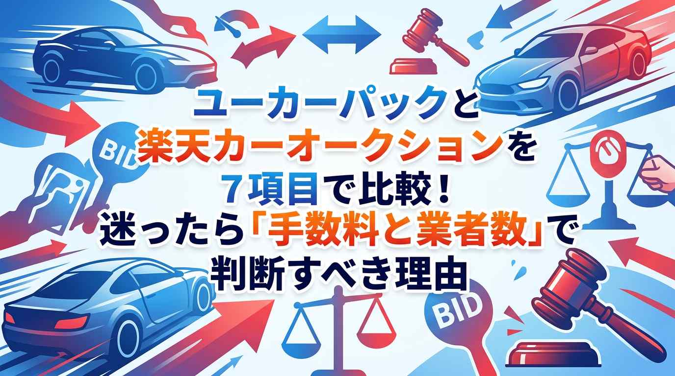 ユーカーパックと楽天カーオークションを7項目で比較!迷ったら「手数料と業者数」で判断すべき理由