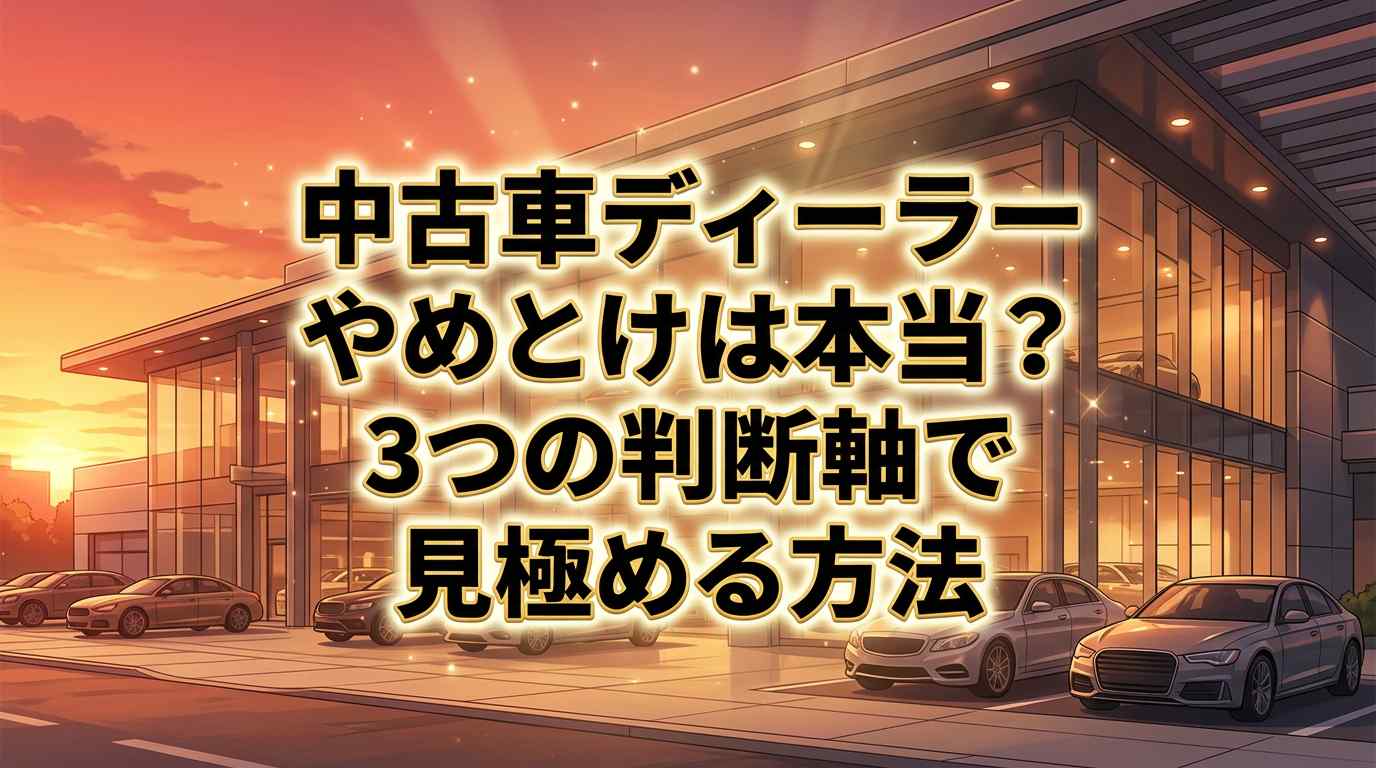 中古車ディーラーやめとけは本当？3つの