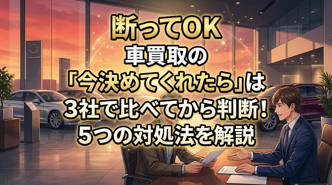 【断ってOK】車買取の「今決めてくれたら」は3社で比べてから判断！5つの対処法を解説
