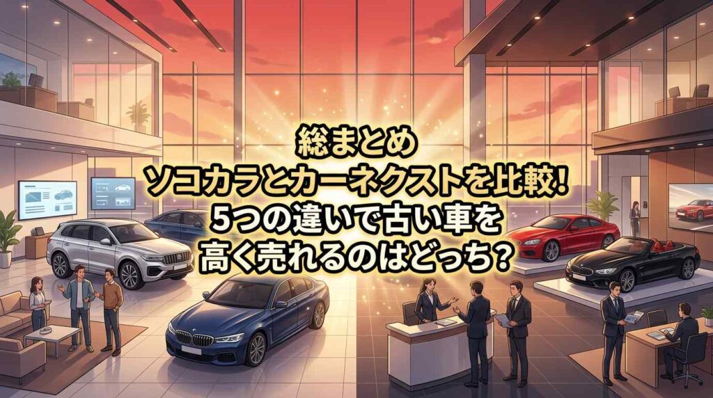 【総まとめ】ソコカラとカーネクストを比較！5つの違いで古い車を高く売れるのはどっち？