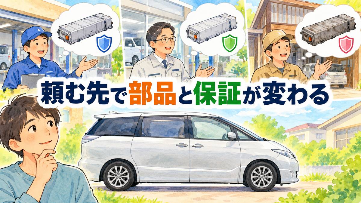 頼む先で部品と保証が変わる